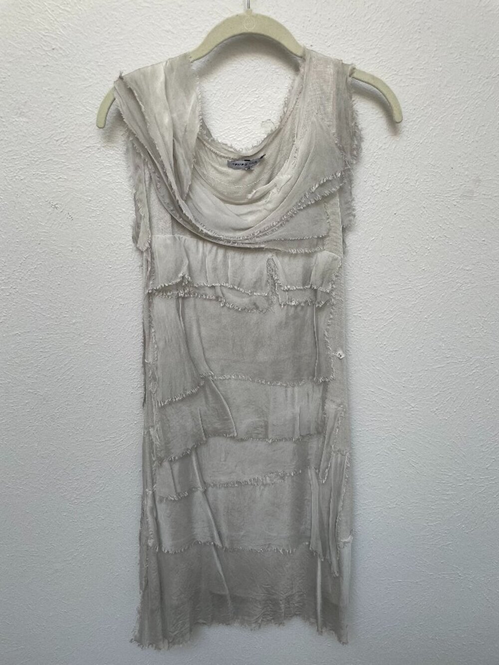 Tempo Paris Made in Italy Gray Silk Deconstructed Layered Dress M